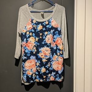 Floral baseball tee